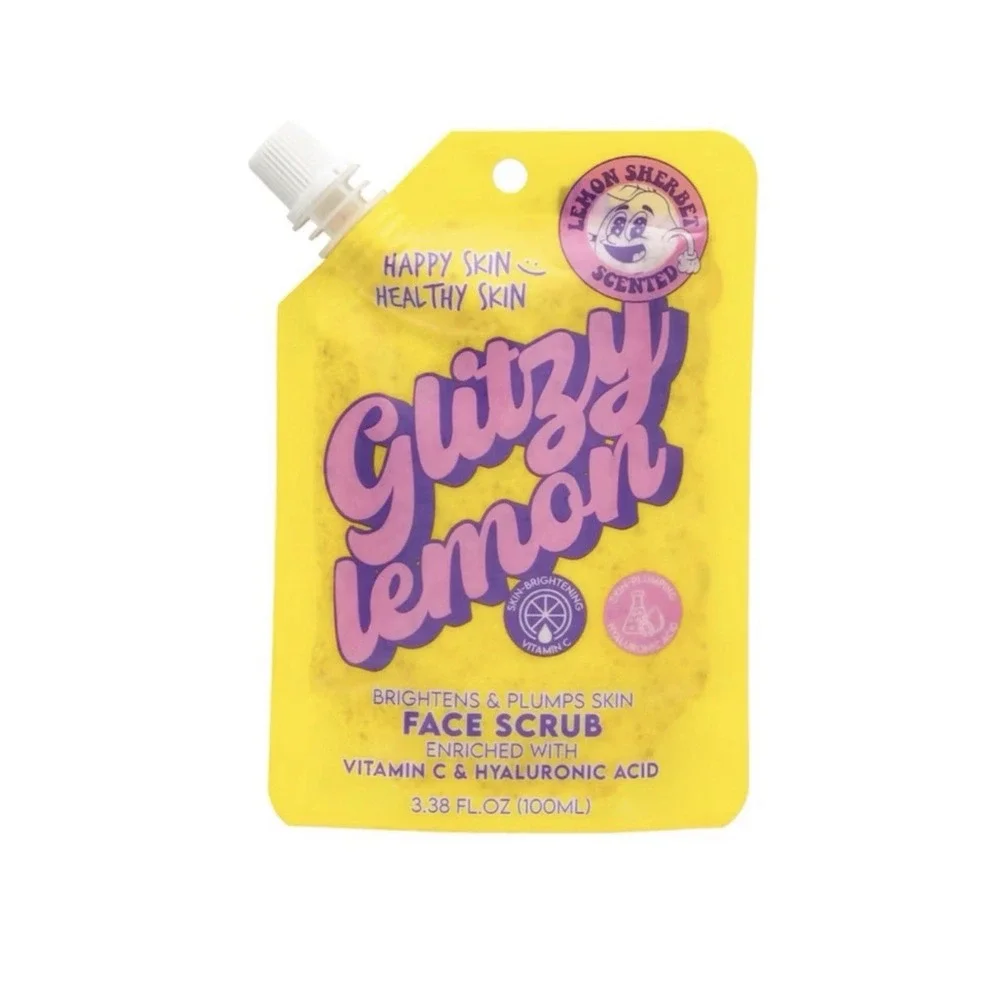 Glitzy Lemon Face Scrub Lemon Sherbet Scented Vitamin C Hyaluronic Acid 3.38oz